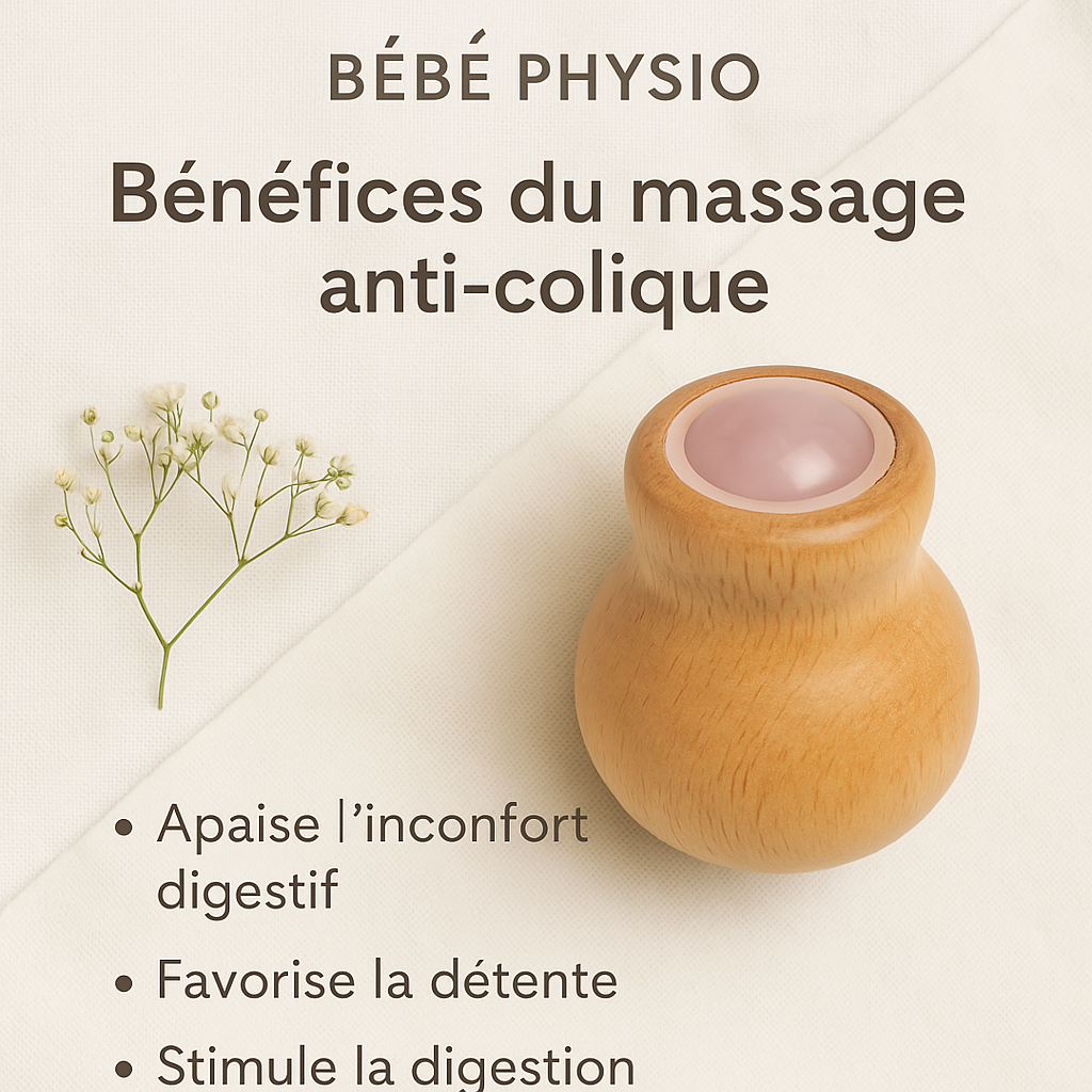 Masseur anti-colique en Bois et Pierre Naturelle Jade
