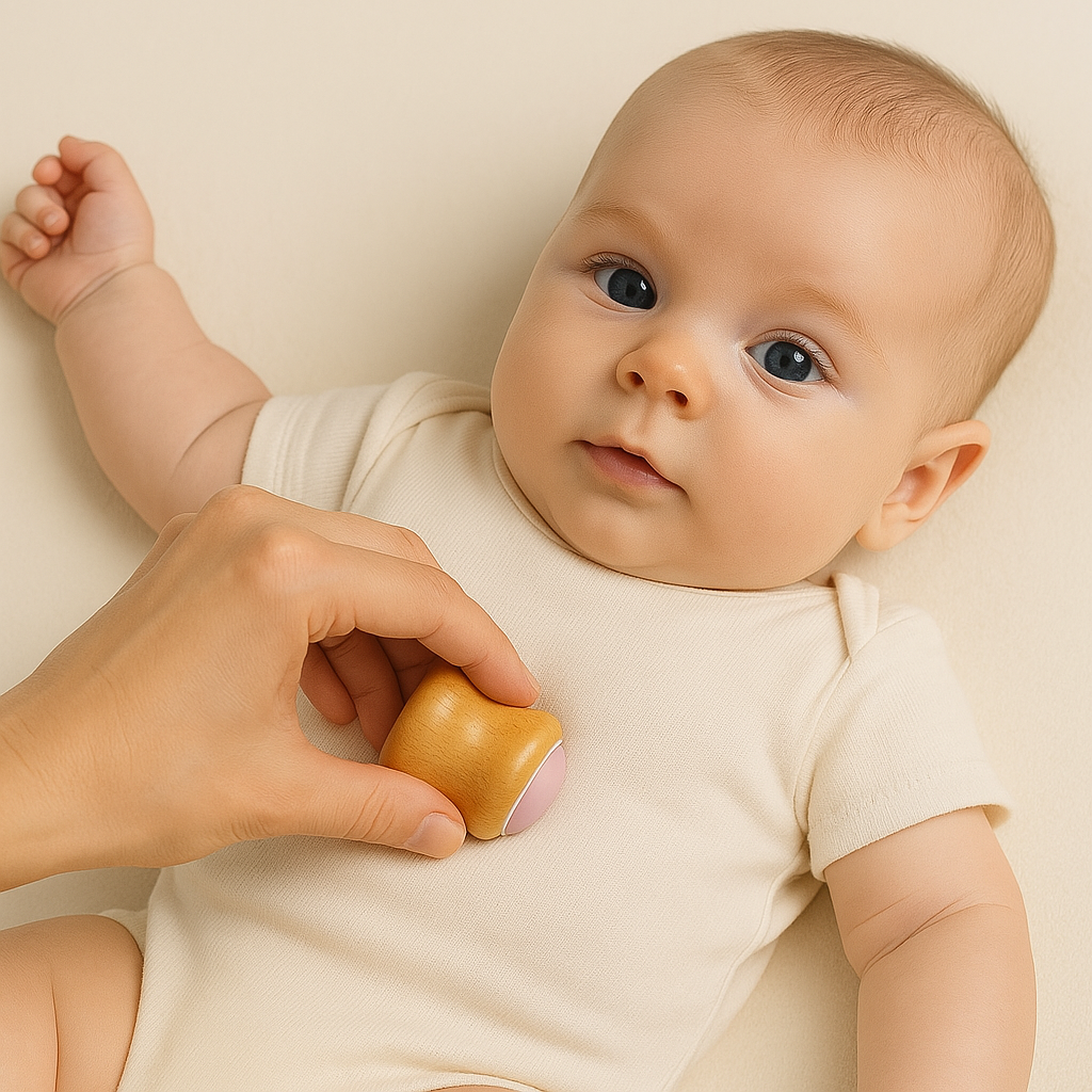 Masseur anti-colique en Bois et Pierre Naturelle Jade