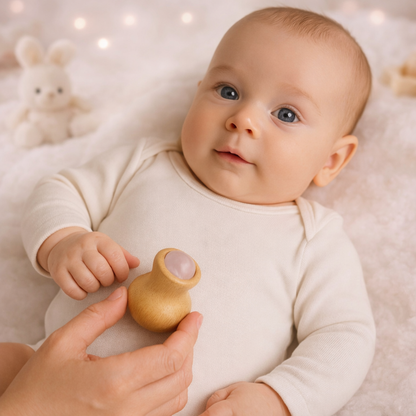 Masseur anti-colique en Bois et Pierre Naturelle Jade