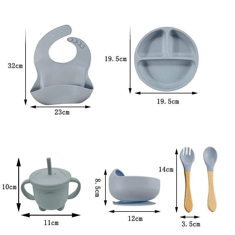 Ensemble repas bébé en silicone