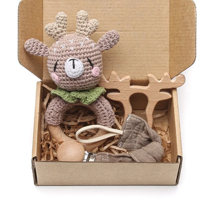 Coffret Jouets en bois et attache-tétine doux et légère