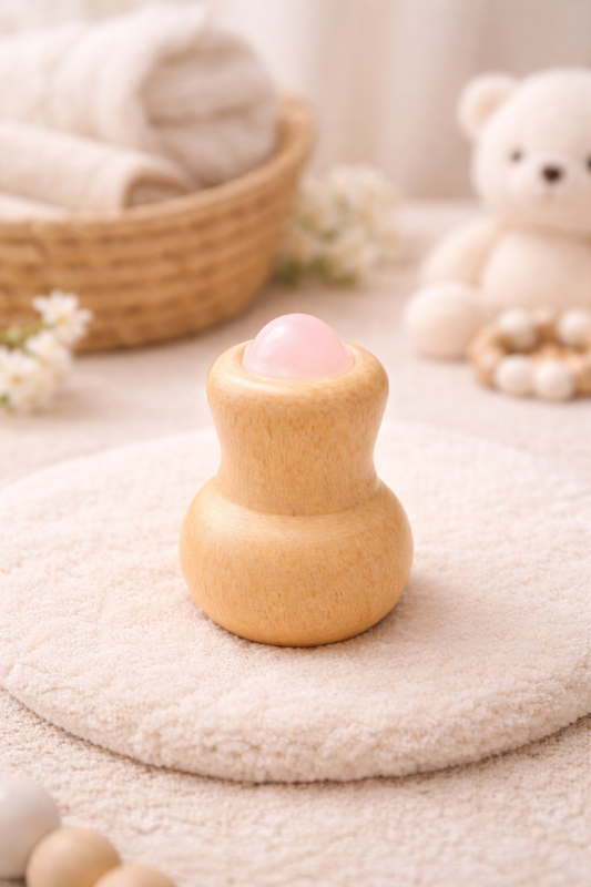 Masseur anti-colique en Bois et Pierre Naturelle Jade